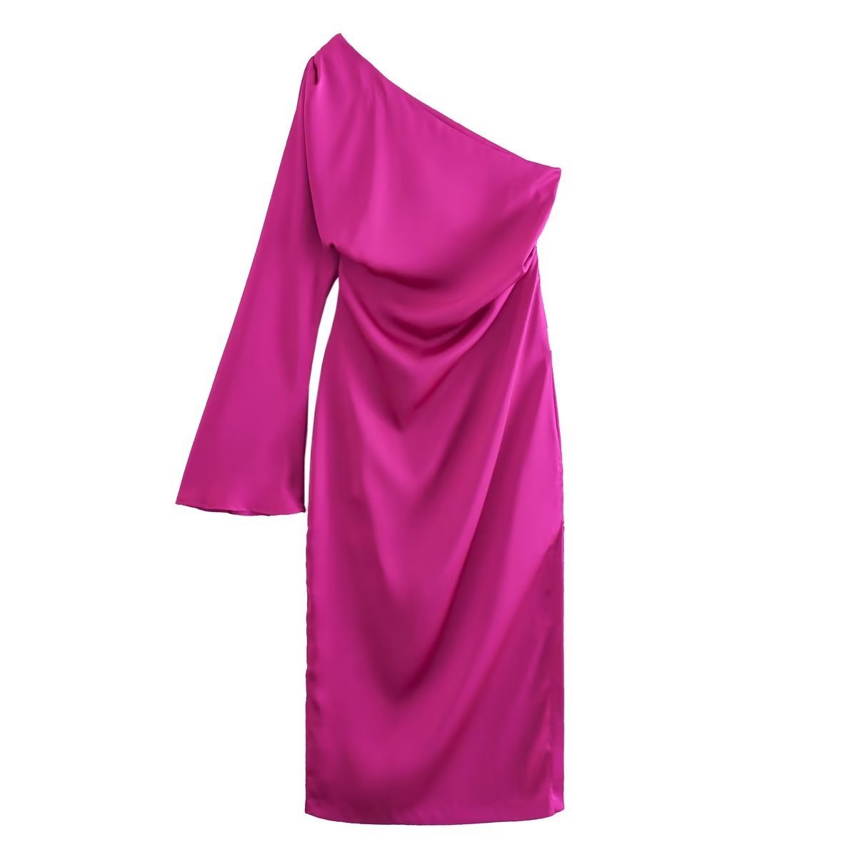 Hannah – Asymmetrisches Seiden-Satin-Kleid mit Schlitz
