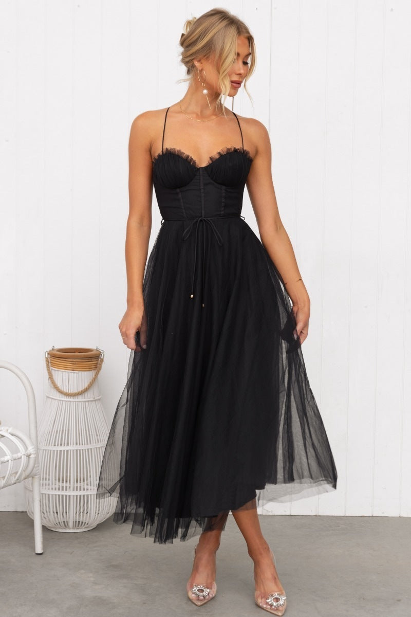 Tracy – Elegantes Mesh-Partykleid mit Schleppe