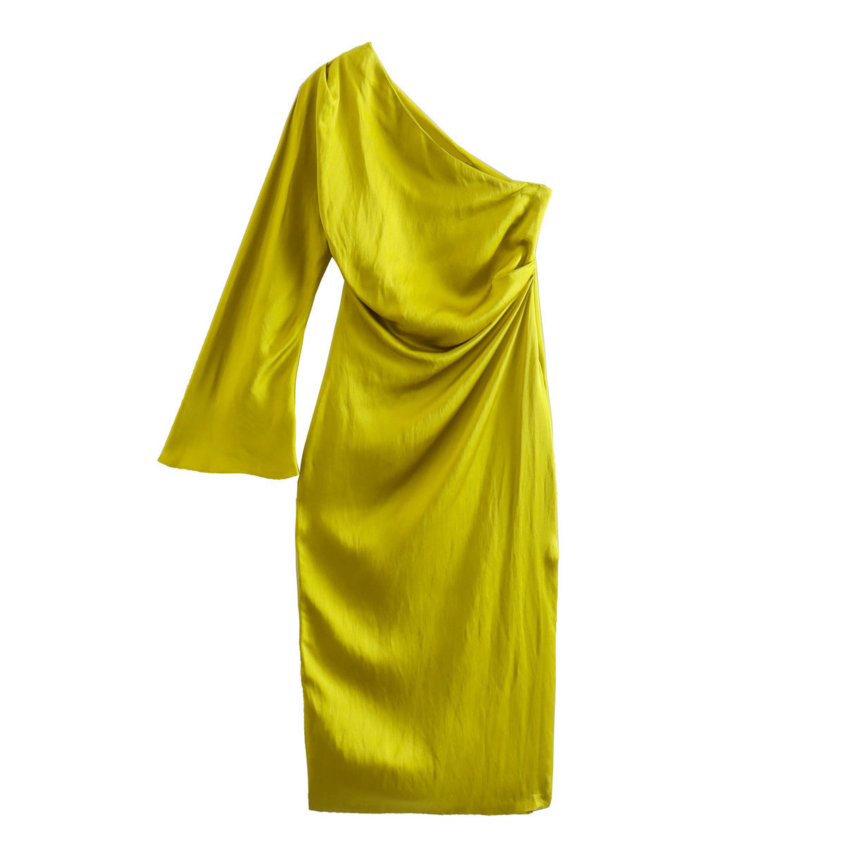 Hannah – Asymmetrisches Seiden-Satin-Kleid mit Schlitz