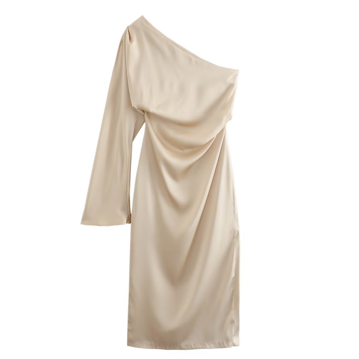 Hannah – Asymmetrisches Seiden-Satin-Kleid mit Schlitz