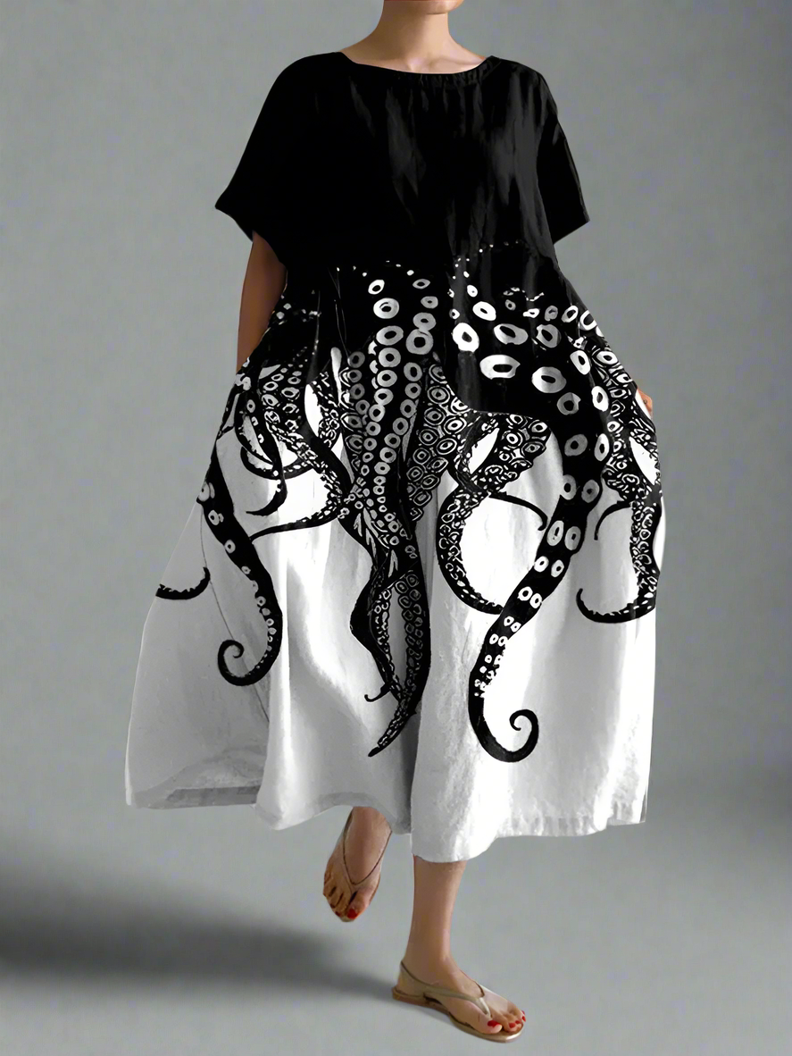 Alvenhild | Künstlerisches Sommerkleid mit Bequemer Bewegungsfreiheit und Einzigartigem Stil