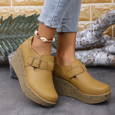 Keilsandaletten in Übergröße Bequeme Plateau Sandalen mit Schnalle