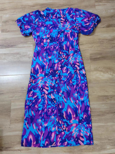 Damen Midikleid mit Puffärmeln und Animal-Print – Elegantes Sommerkleid für besondere Anlässe