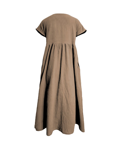 Leichtes Damen-Leinenkleid – Ärmellos, Einfarbig, Lange Passform & Bequem für Sommer & Urlaub