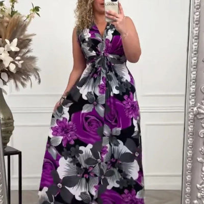 Sacha™ - Elegantes ärmelloses Kleid mit plissiertem Blumenprint