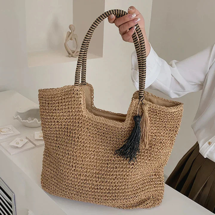 Strandtasche Damen Rattan – Boho Stil & Geräumig für den Sommer