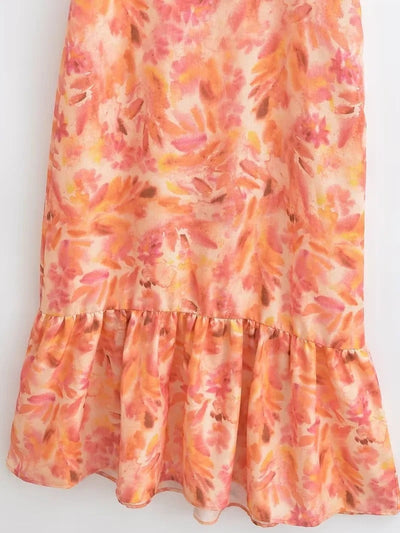 Damen Maxikleid mit Rüschen und V-Ausschnitt – Elegantes Sommerkleid für Alltag und besondere Anlässe