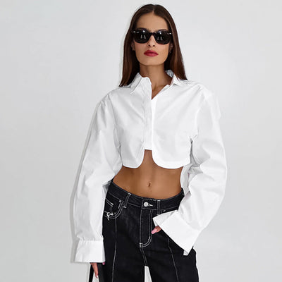 Cropped Damenbluse – Modern, Minimalistisch & Modisch Akzentuiert