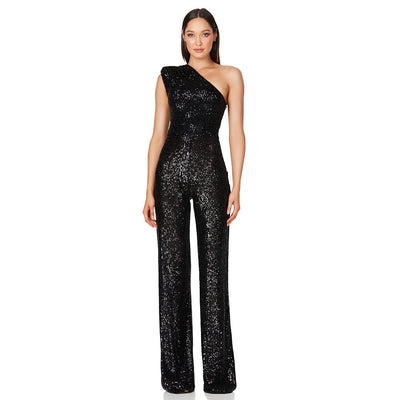 Helen – Ärmelloser Pailletten-Jumpsuit mit One-Shoulder-Design