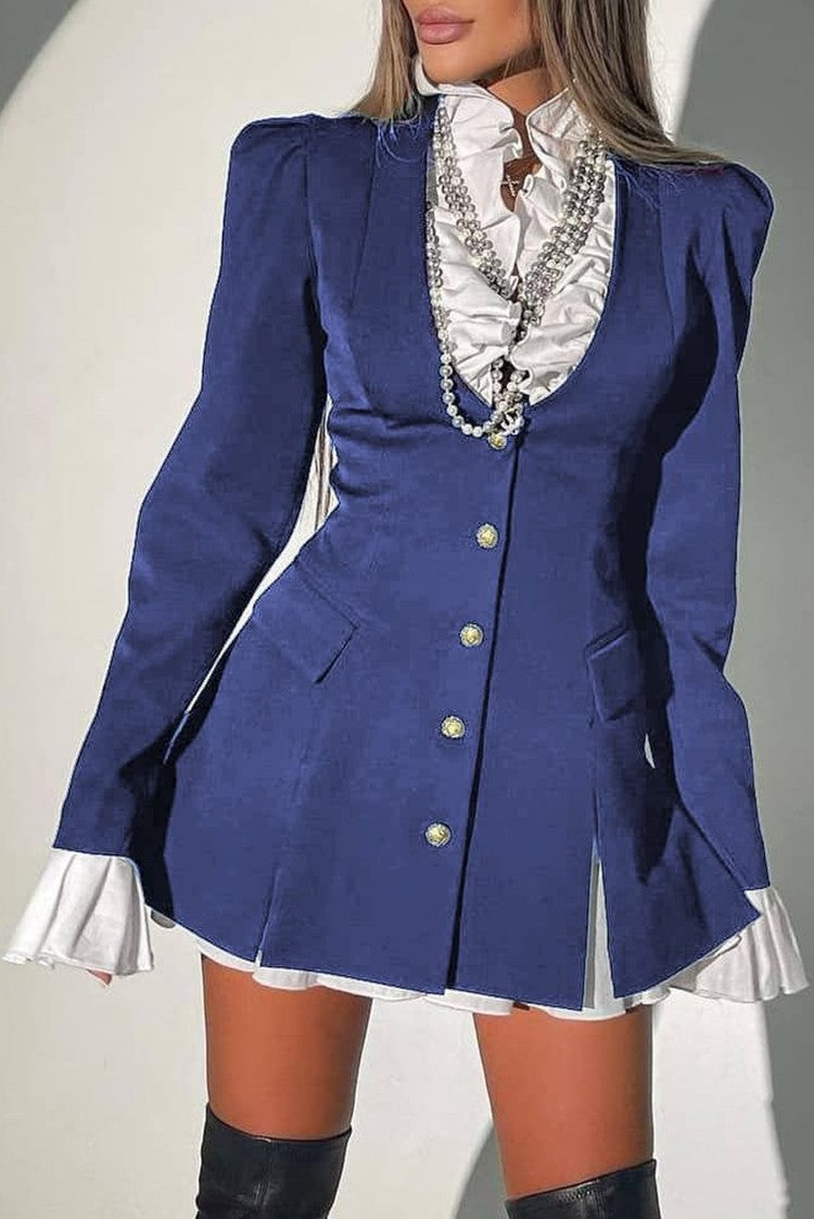 Sarah – Zweiteiliges Langarm-Shirt und Rock mit Knöpfen