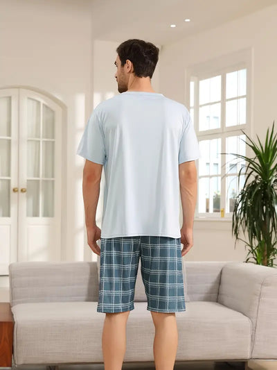 Morris - Kurzärmliges Loungewear- und Shorts-Set aus Baumwolle für Herren