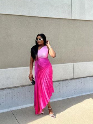 Aurora - Asymmetrisches plissiertes langes Kleid