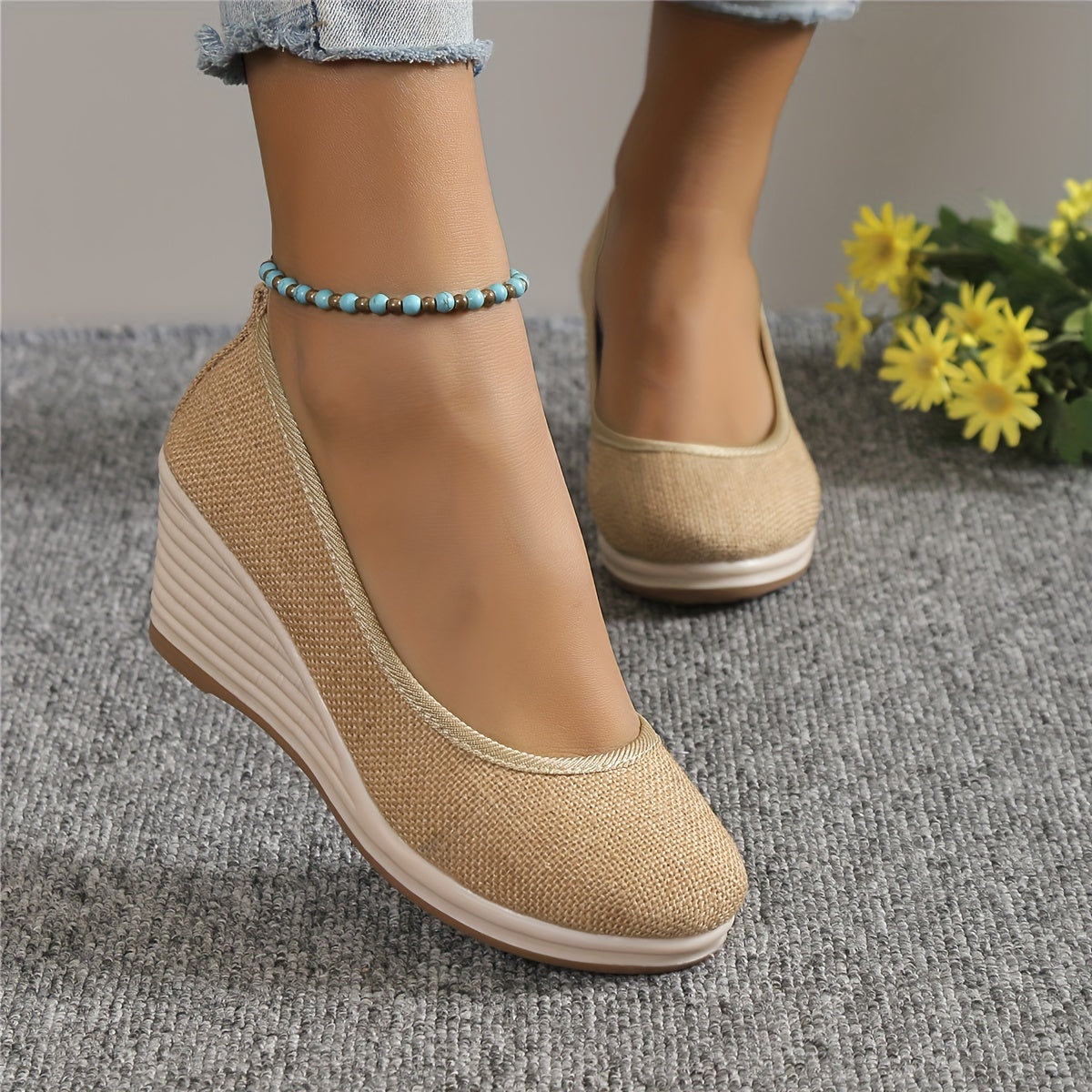 Lässige Wedge Sandalen – Atmungsaktive Slip-On Schuhe mit Weicher Sohle