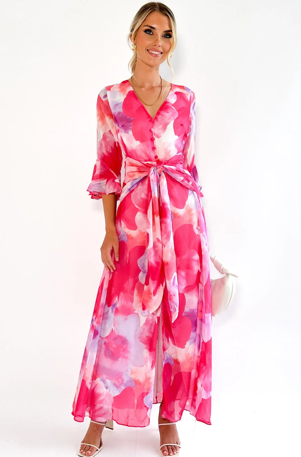 Francesca – Elegantes Damen-Midikleid mit asymmetrischem Druck