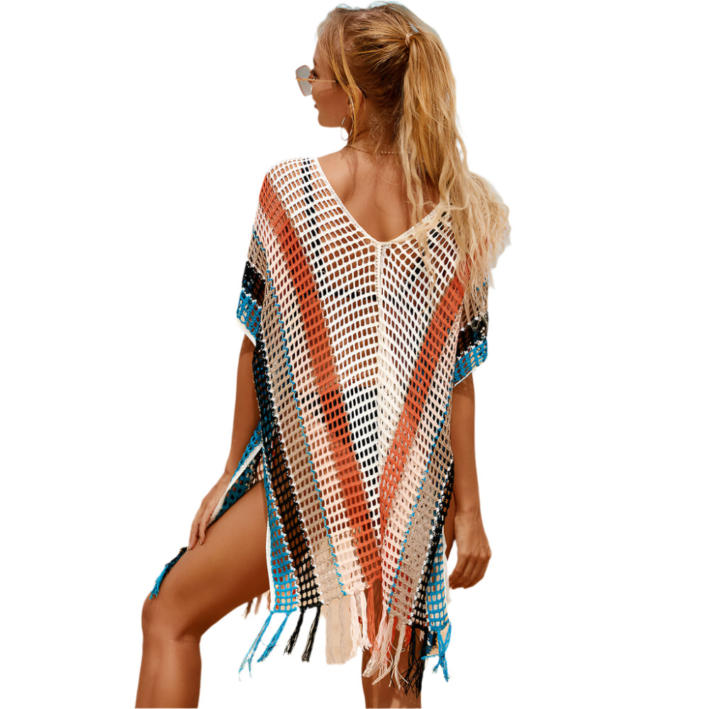 Tamia - Farbblock gehäkeltes Mini Strand Cover-up