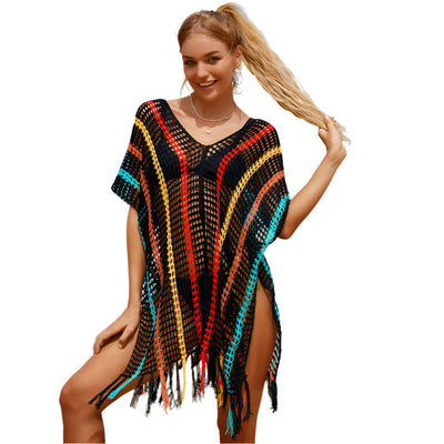 Tamia - Farbblock gehäkeltes Mini Strand Cover-up