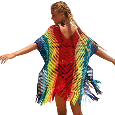 Tamia - Farbblock gehäkeltes Mini Strand Cover-up