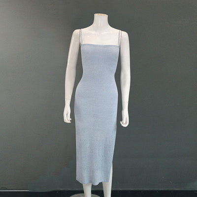 Rose – Gestricktes Damenkleid mit hohem Elasthan und Spaghettiträgern