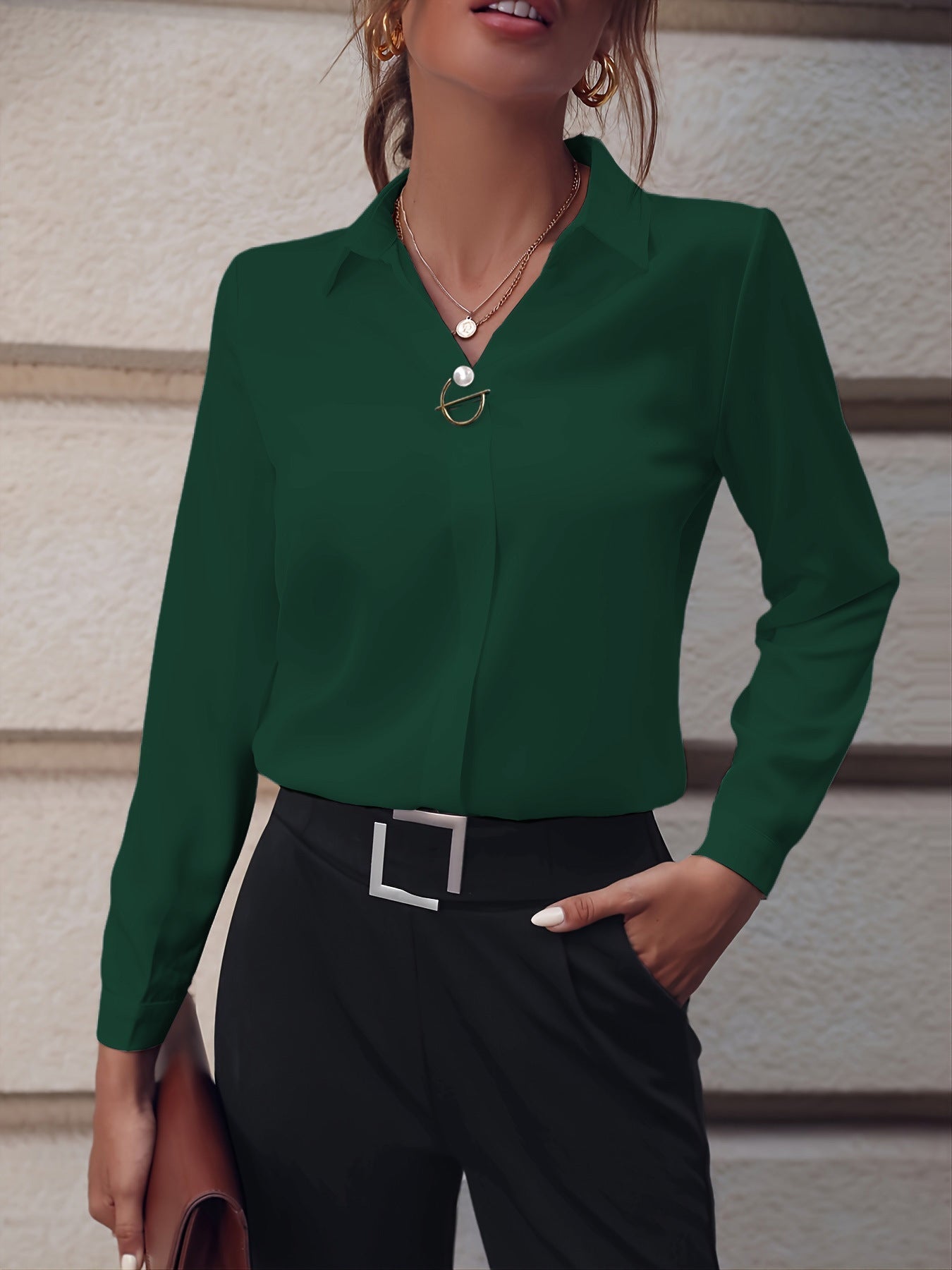 Damen Blusenshirt Elegant Business Cardigan – Stilvolle Langarmbluse für Büro & Alltag
