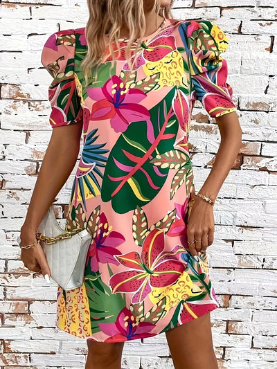 Luftiges Sommerkleid mit Print – Knielang, Puffärmel, Elegant & Bequem