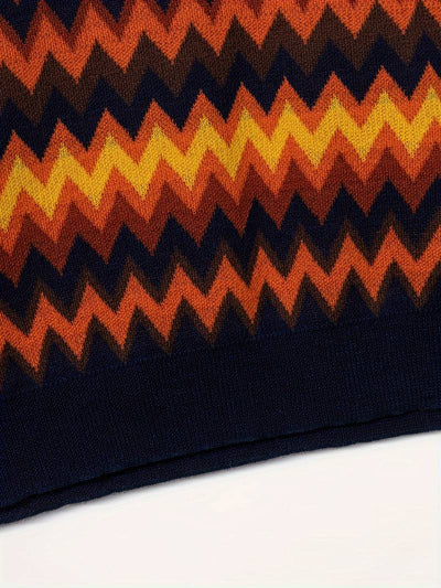 Retro-Strickpolo mit Zickzack-Muster