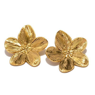 Kate – Matte Retro Gold Edelstahl Blumen Ohrstecker