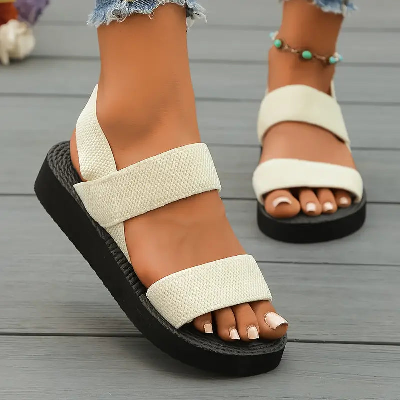 Keilabsatz Sandalen Bequeme Sommer Plateau-Schuhe mit Knöchelriemen