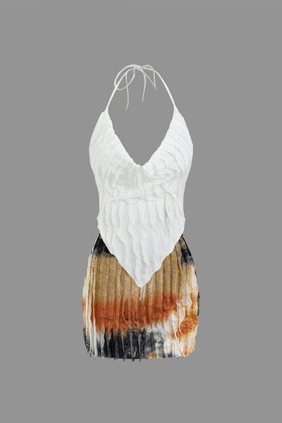 Aviana | Zweiteiliges Plissee-Set mit Farbverlauf & Neckholder-Top