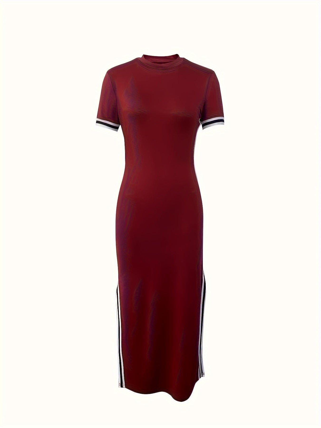 Elegantes Leibchen Kleid mit Kontrastsaum – Kurzarm & Figurbetont