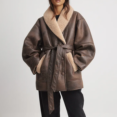 Damen Winterjacke mit Gürtel und Futter