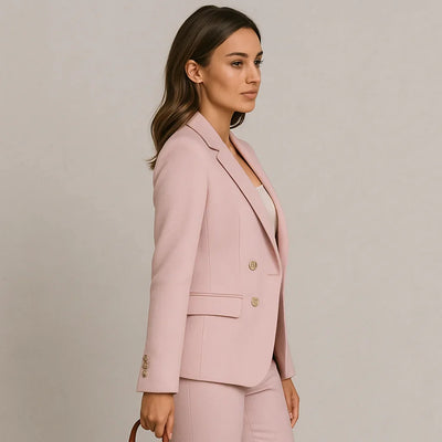 Damen Anzug Set Zweireihig Slim Fit Blazer & Hose