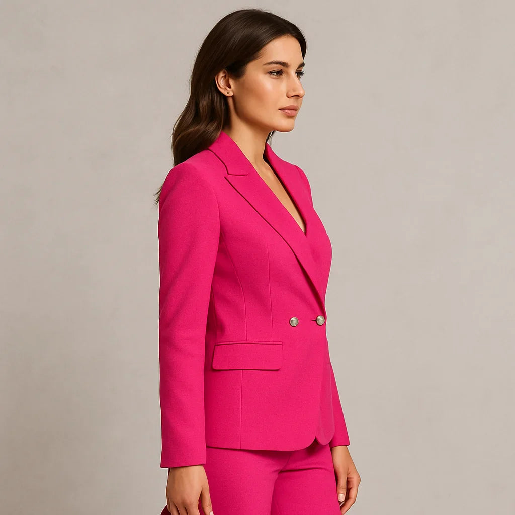 Damen Anzug Set Zweireihig Slim Fit Blazer & Hose
