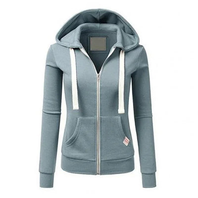 Damen Zip Hoodie mit Reißverschluss und Kapuze