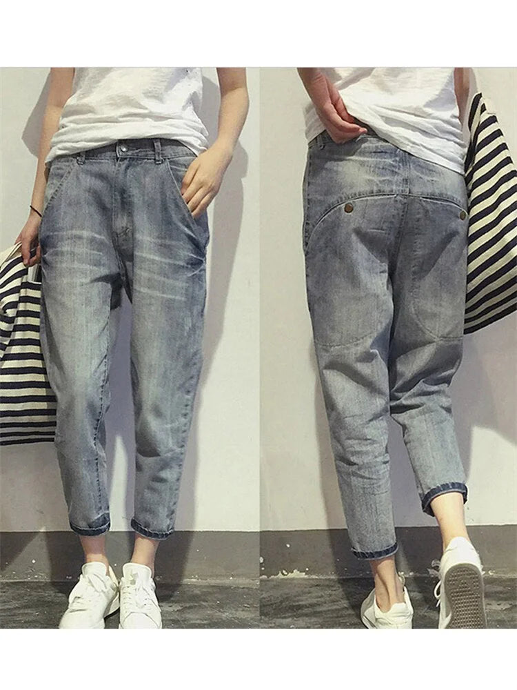 Damen Graue Verkürzte Jeans Mit Verwaschenem Look