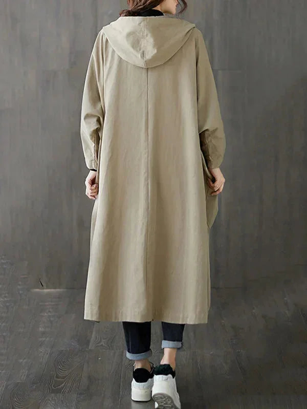 Damen Kapuzen Trenchcoat mit großen Taschen