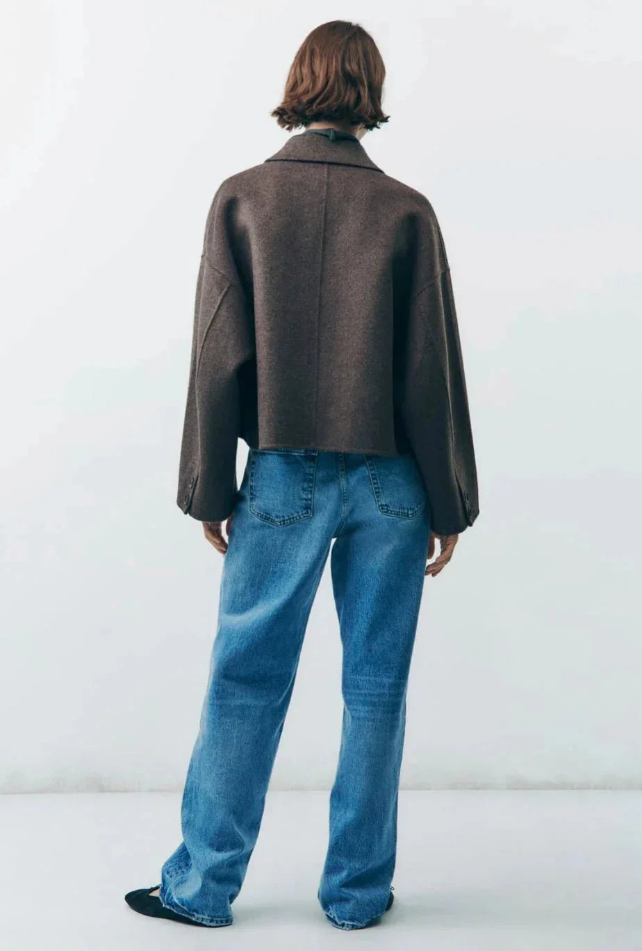 Damen Kurzjacke in Braun mit Knopfverschluss