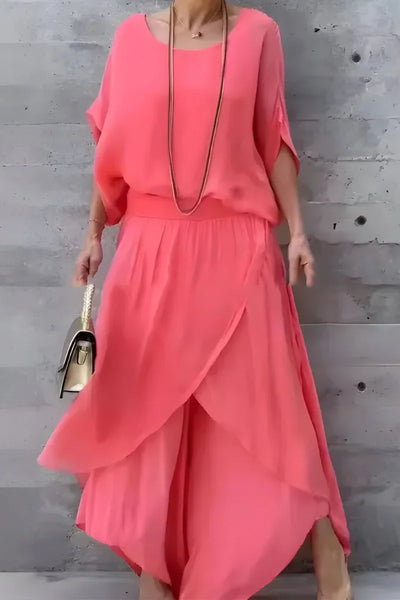 Damen Set mit weitem Oberteil und asymmetrischer Hose