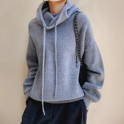 Damen hoodie mit Rollkragen und Kordeldetails