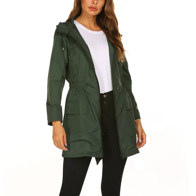 Damen Regenjacke mit Kapuze und Taschen