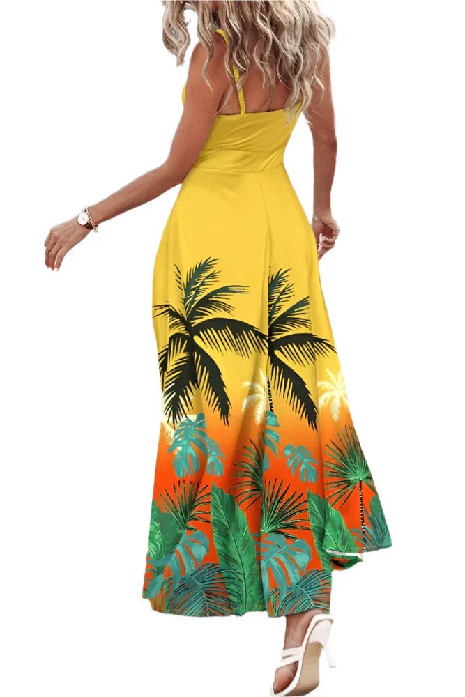 Ellie - Lange Spaghetti-Trägerkleid mit entspannter Druckmuster