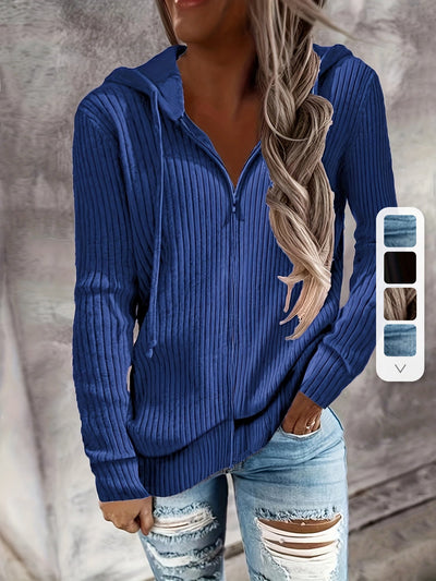 Moira – Langärmelige Kapuzenjacke Mit Reißverschluss Und Kordelzug