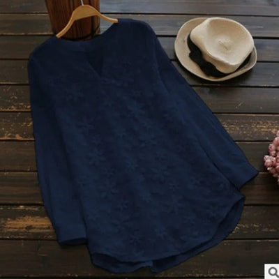 Damenbluse mit Blumenmuster und langen Ärmeln für den Sommer