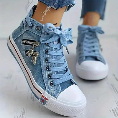 Urbaner trend-sneaker – jeans-look & zipper