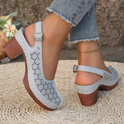 Hohe Absätze Bequeme Sommer Sandaletten mit Chunky Absatz