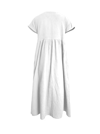 Leichtes Damen-Leinenkleid – Ärmellos, Einfarbig, Lange Passform & Bequem für Sommer & Urlaub
