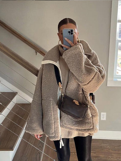 Milayna : Warme und modische Sherpa-Jacke