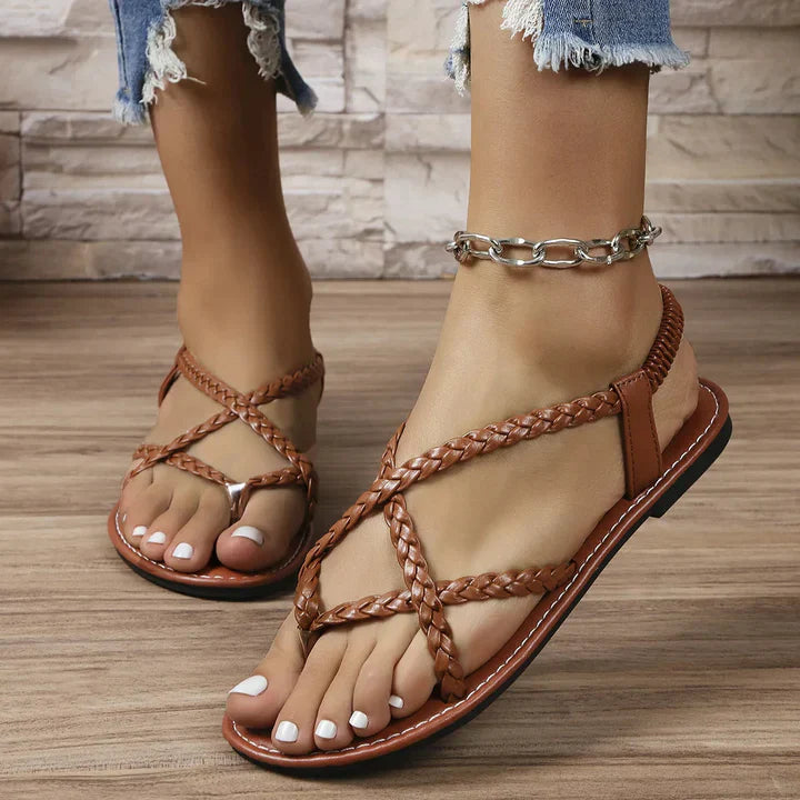 Maira - flache sandalen mit geflochtenen riemen für damen