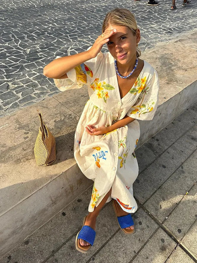 Xara - Stilvolles Leinen-Midikleid