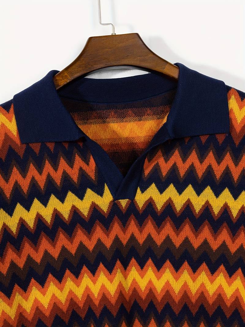 Retro-Strickpolo mit Zickzack-Muster