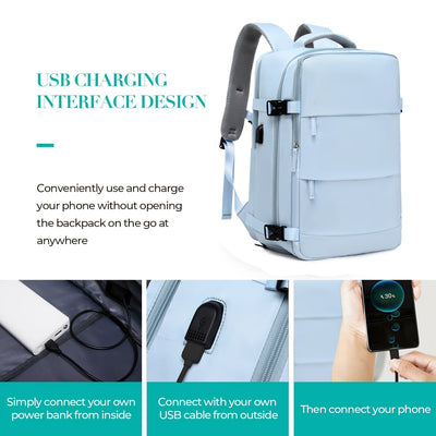 Reiserucksack mit Schuhfach und Laptopfach und verstellbaren Trägern